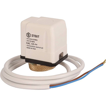 Сервопривод электротермический компактный нормально закрытый, 24 B STOUT